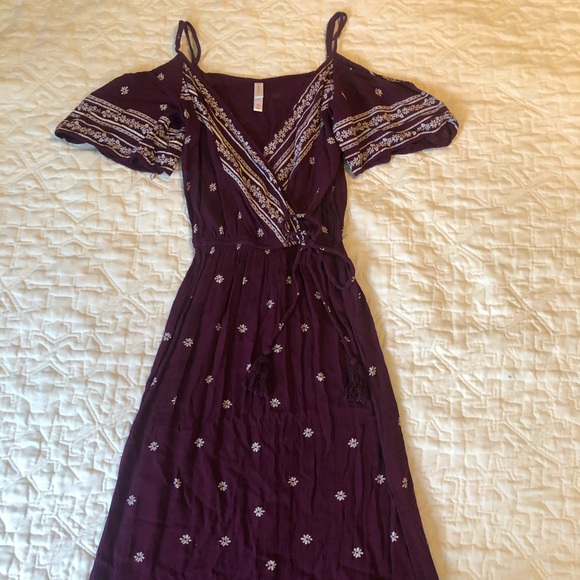 NWOT xhilaration wrap maxi dress purple floral xs
